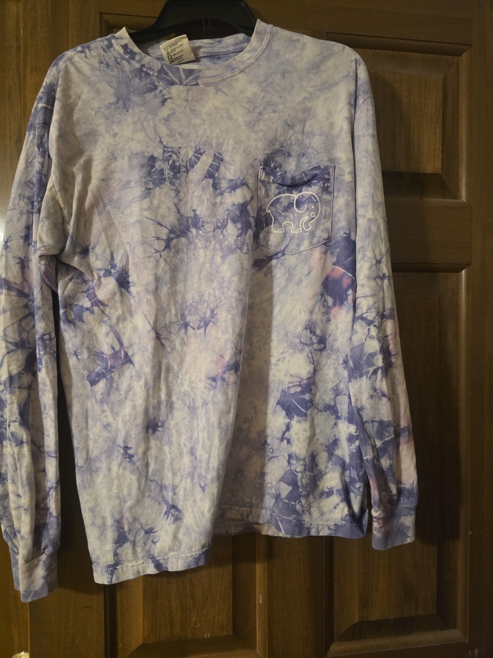 Comfort Colors Ivory Ella Lavender Tie-Dye Long Sleeve Pocket Tee